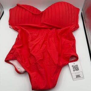 ekouaer red Vintage/retro Inspired One piece Monokini swimsuit women's 16 NWT